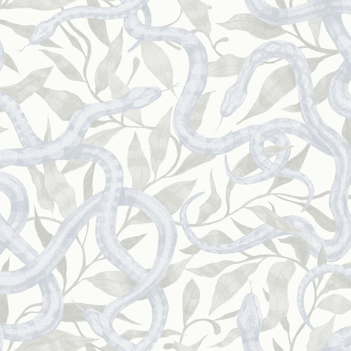 Serpents Faded Denim on Driftwood Wallpaper