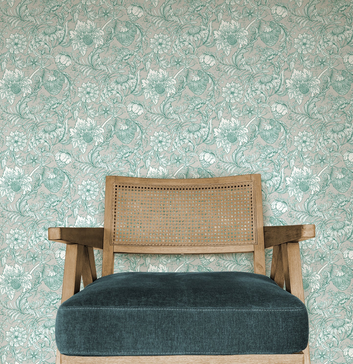 Arts & Crafts Papier peint Aqua Blues