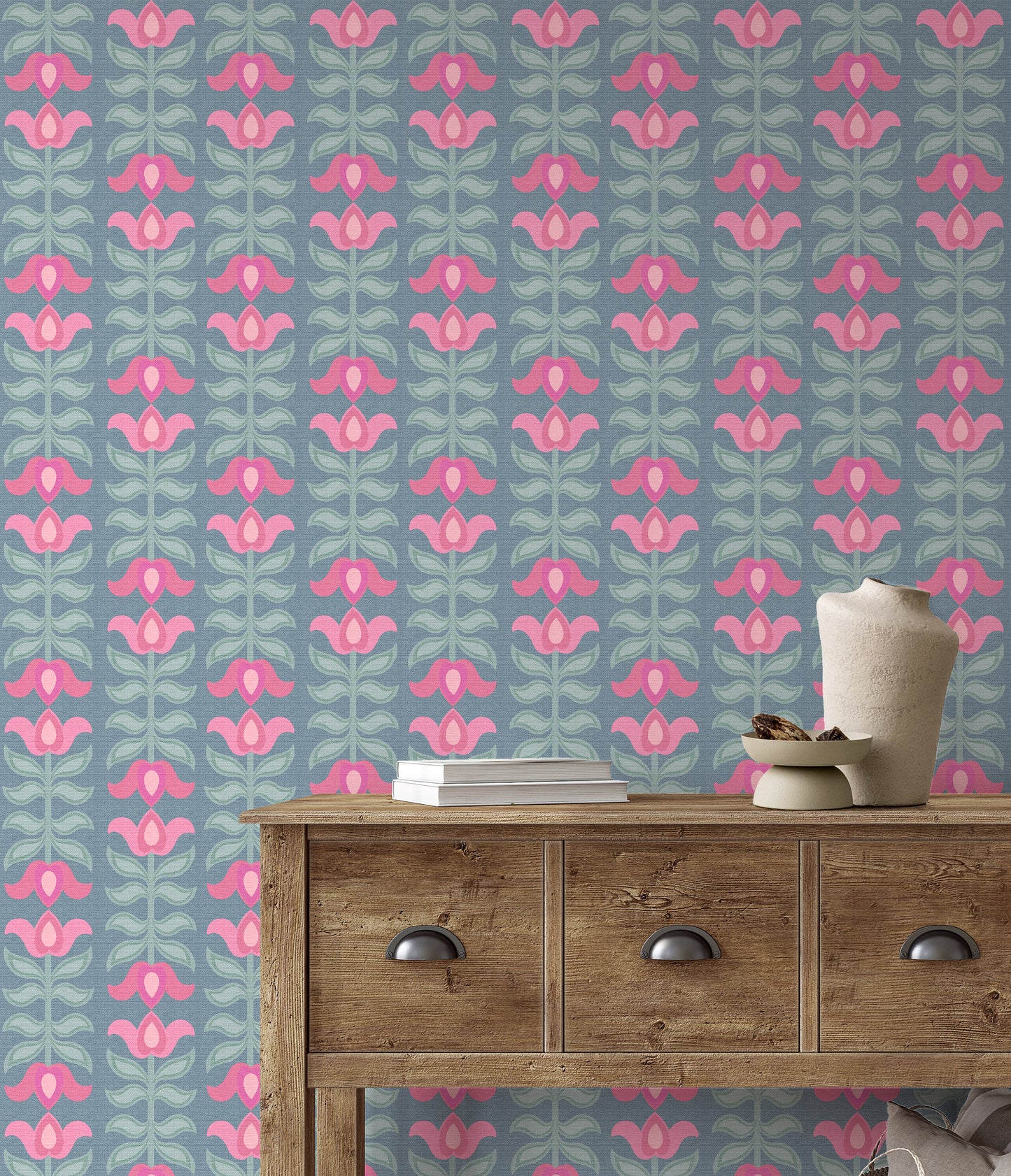 Tualippa Teal & Pink Wallpaper