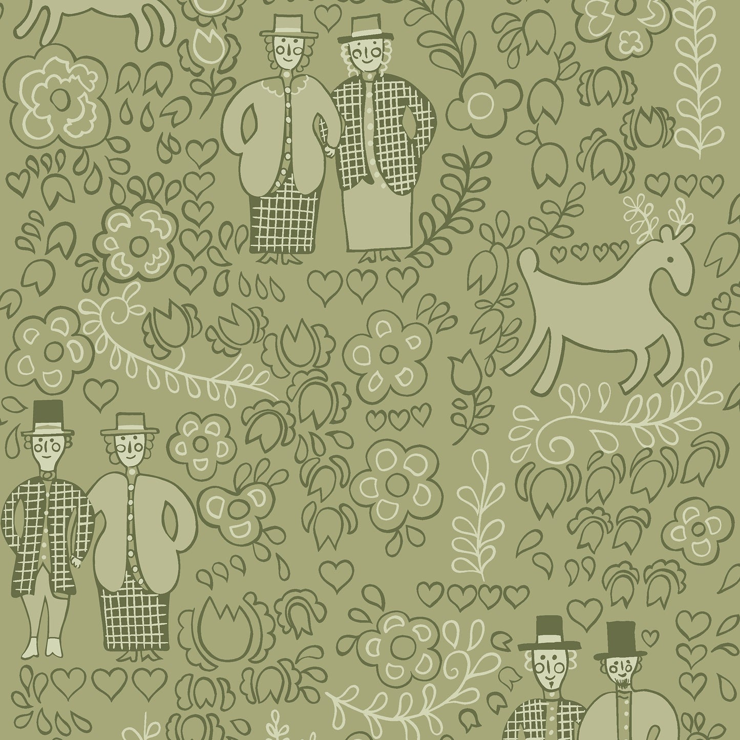 Twosomes Woodland Moss Wallpaper