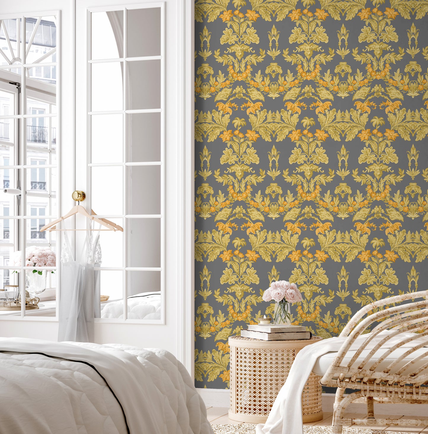 Versailles Ochre & Orange Wallpaper