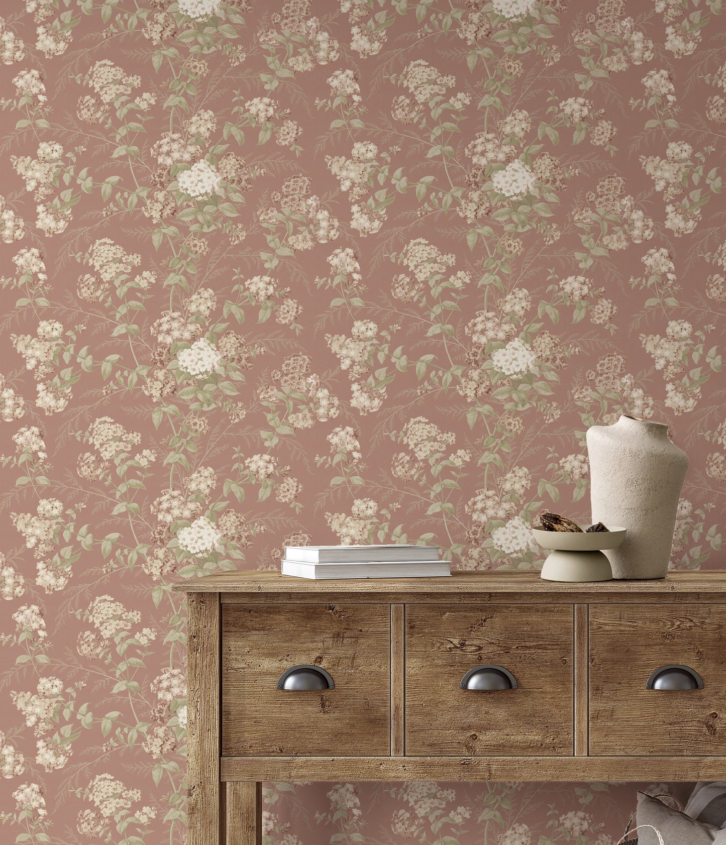 Papier Peint Pot en Argile Floral Vintage