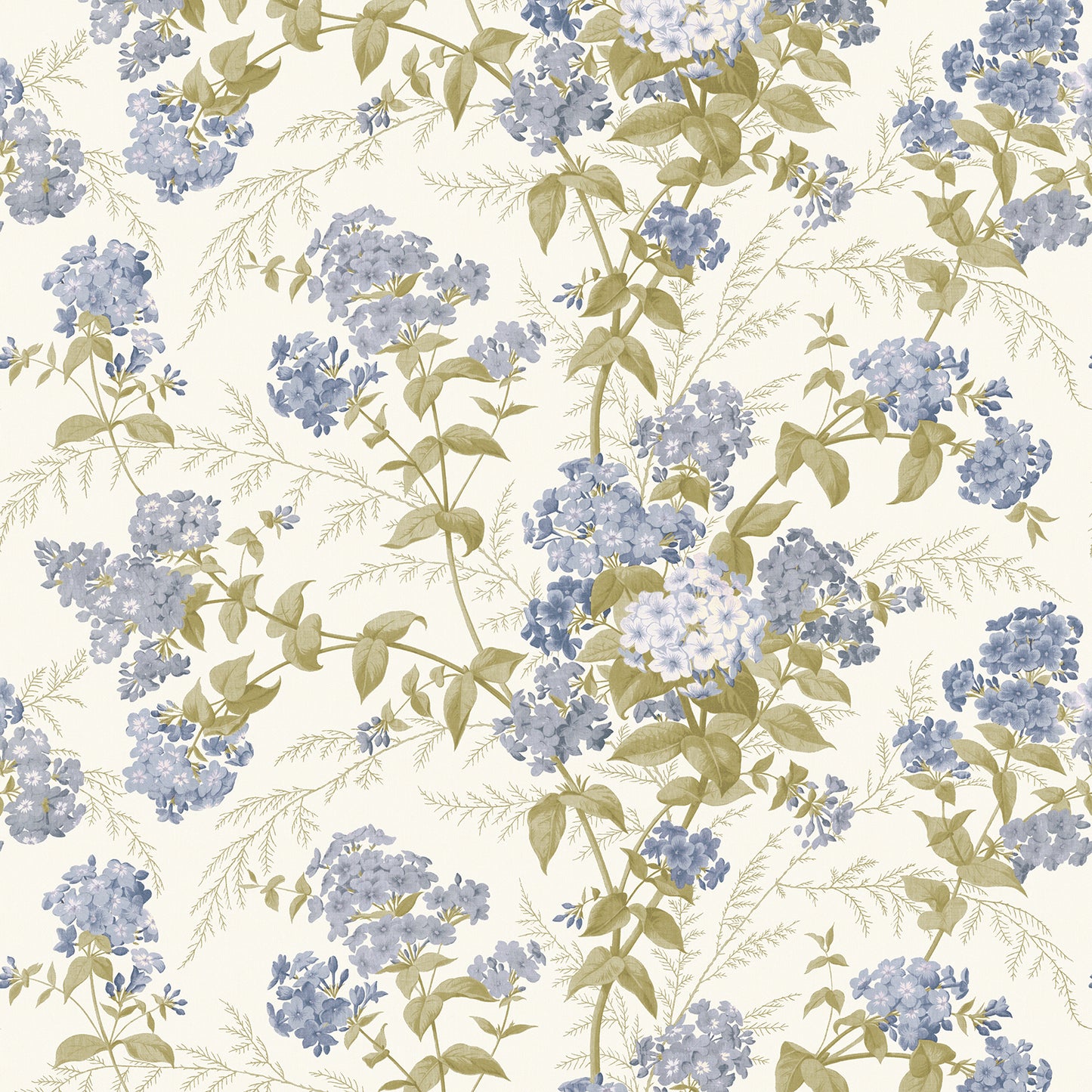 Vintage Floral Cornflower Blue Wallpaper