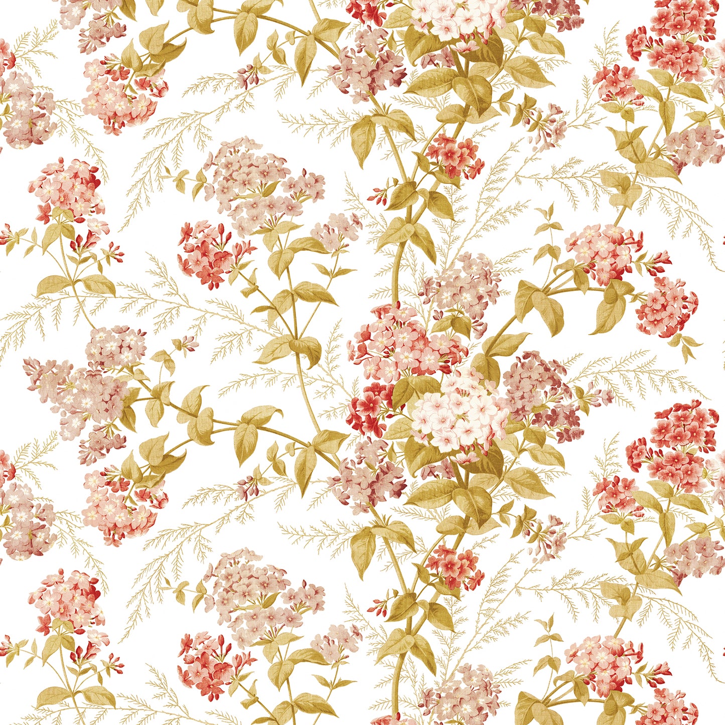 Vintage Floral Orange on White Wallpaper