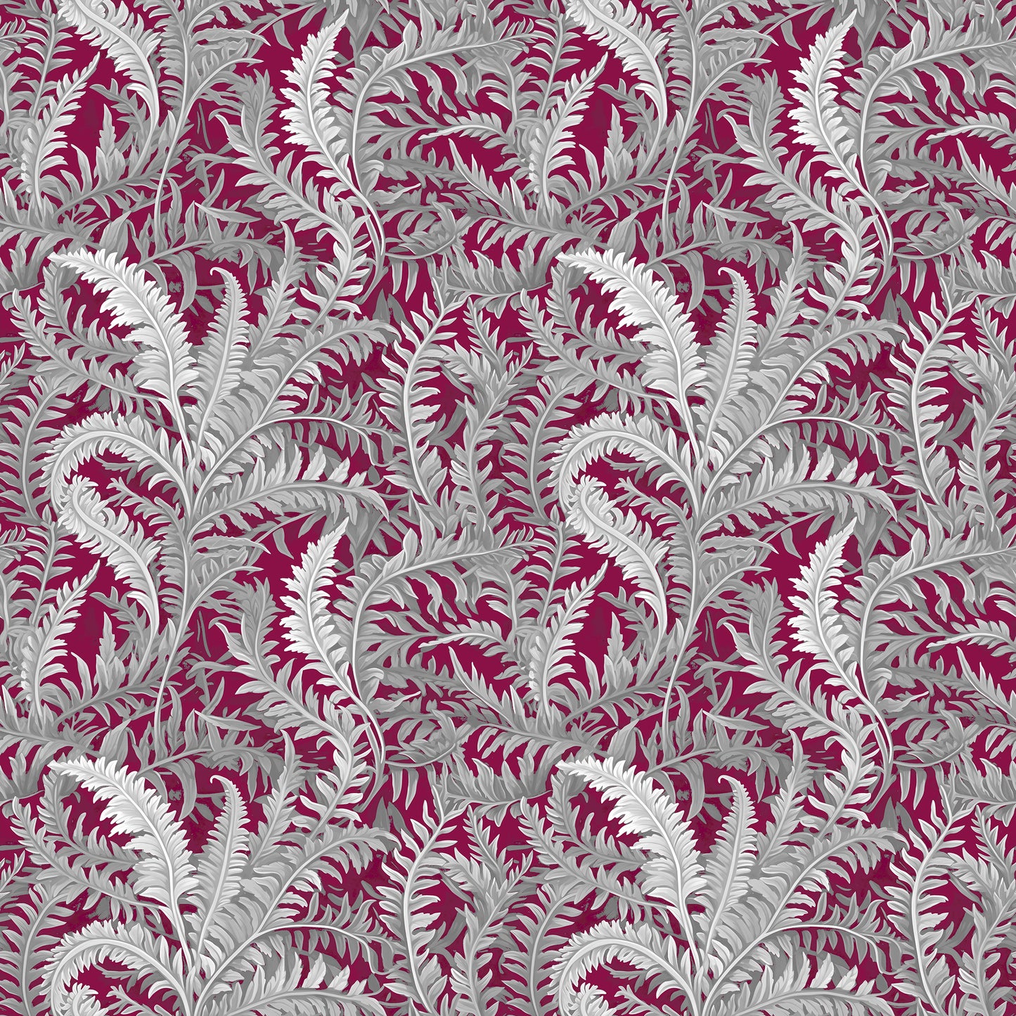 Fernery Silber über Rot Tapete