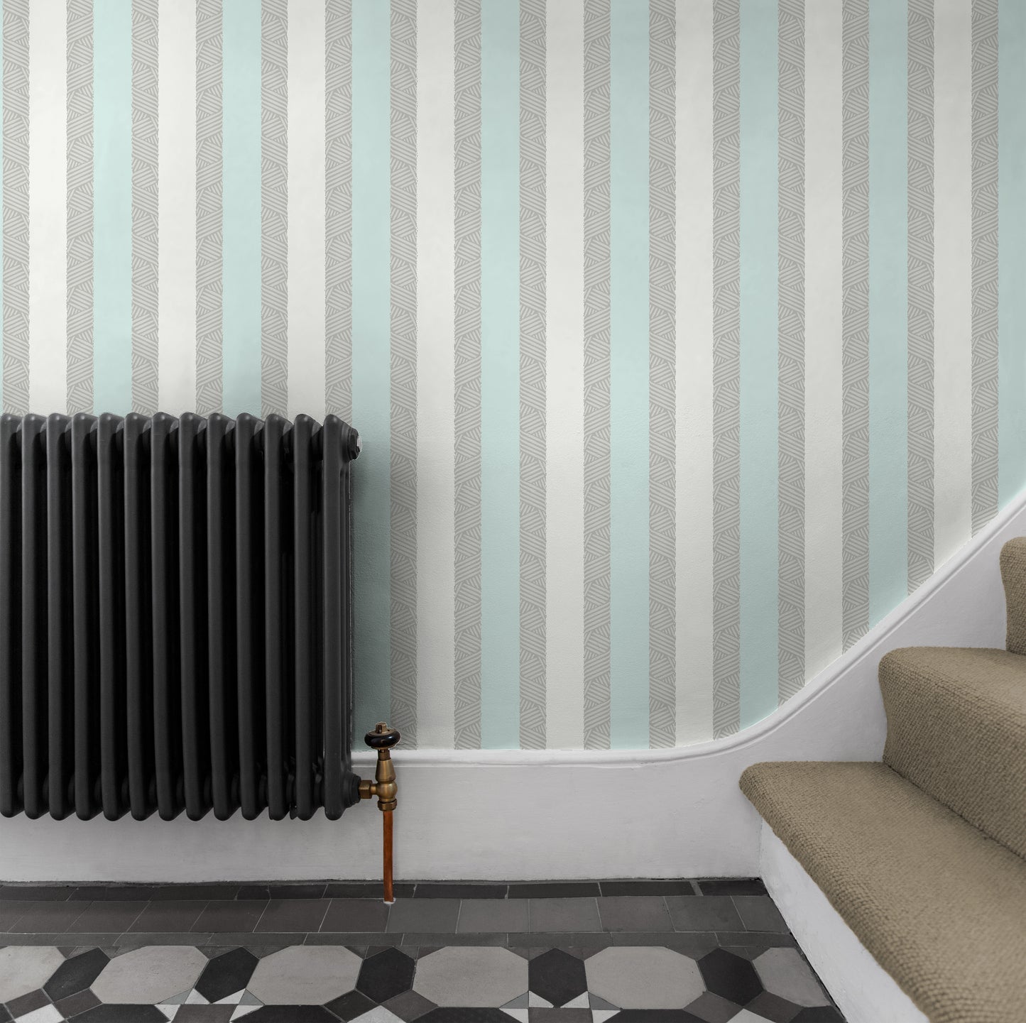 Twisted Stripe Muted Turquoise Wallpaper