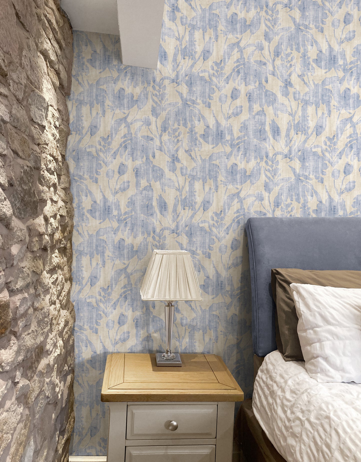 Aged Botanical Indigo Wallpaper