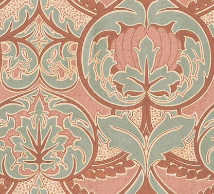 Arts & Crafts Green Slate & Pumpkin Wallpaper