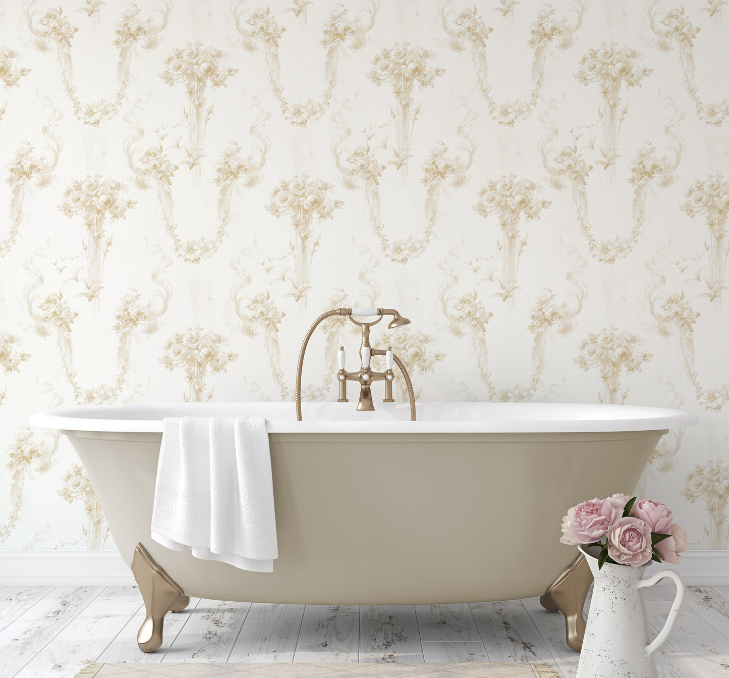 Baroque Barley on Cream Wallpaper