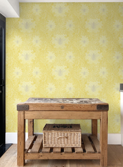 Queen Bee Ochre Wallpaper