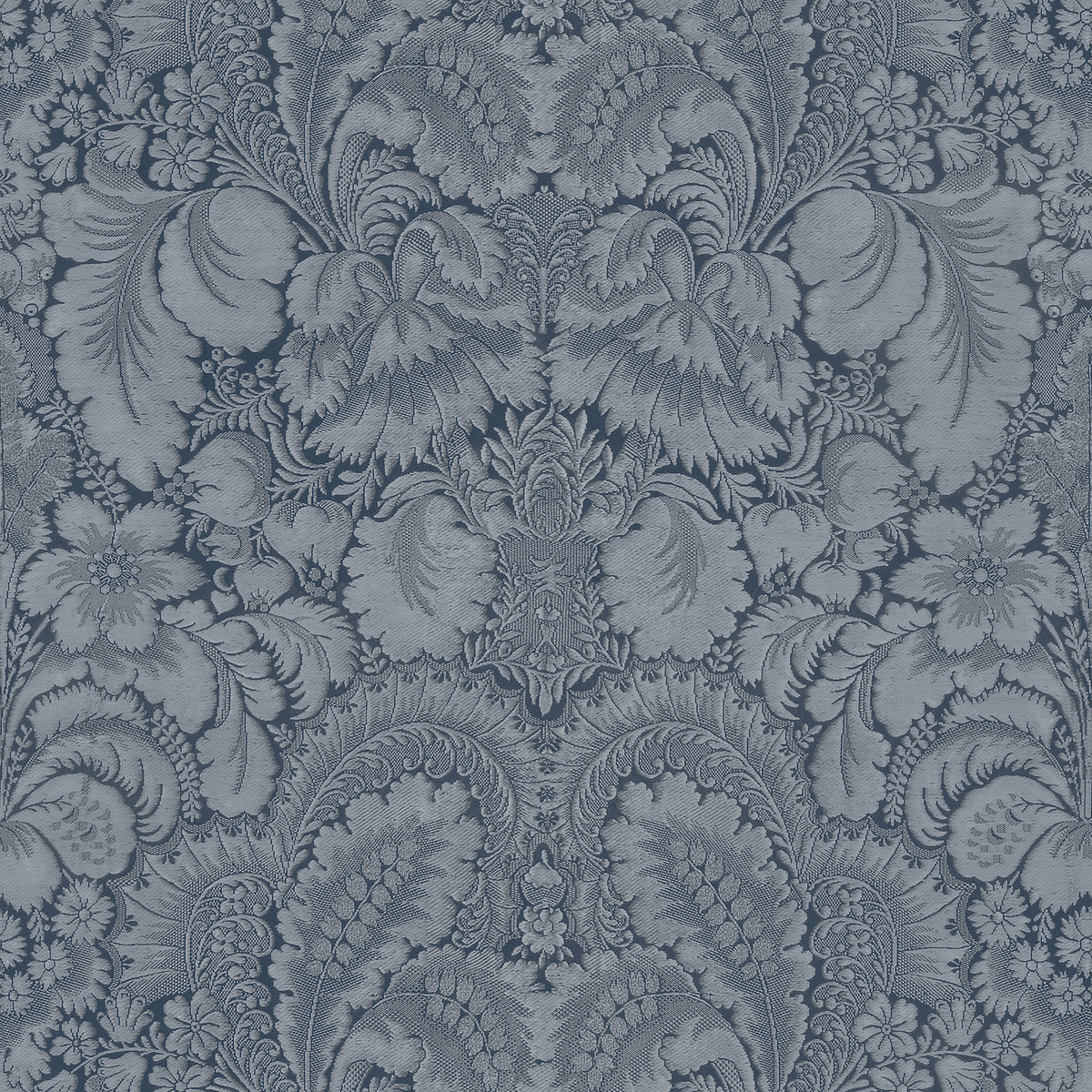 Brocade Blue Grey wallpaper design