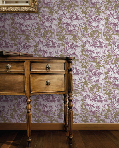 Cherubs Toile Berry Crush Wallpaper