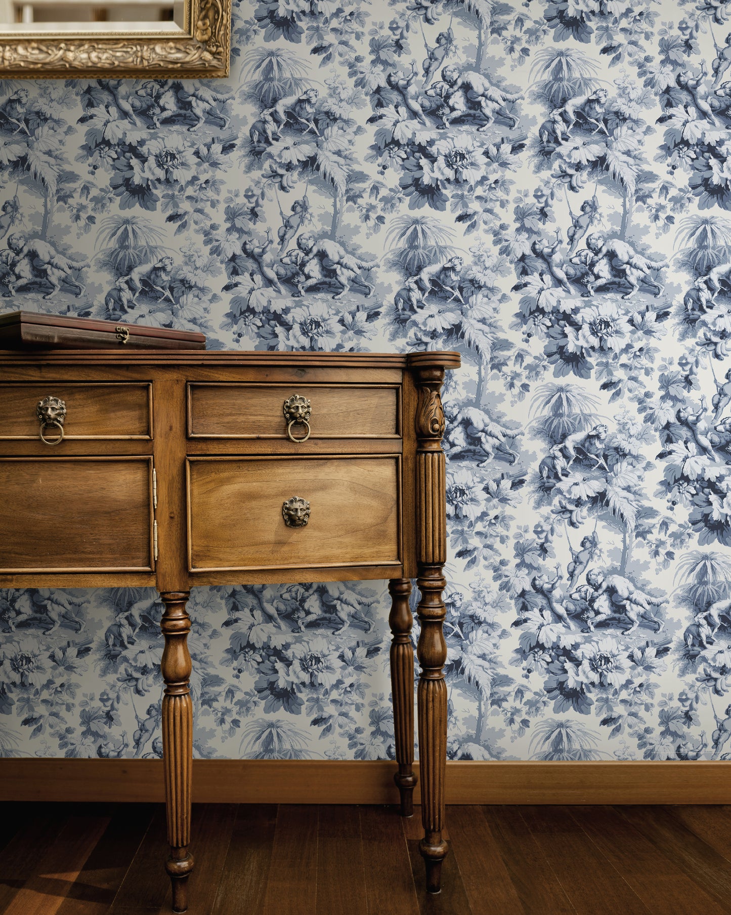 Cherubs Toile Ink Wallpaper