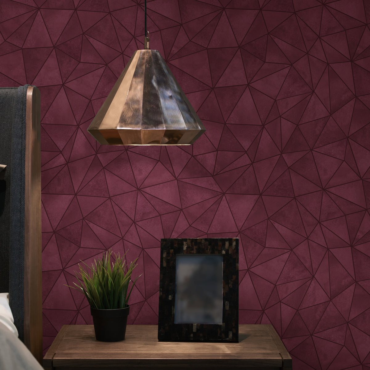 Facet Ruby wallpaper shown in a room setting