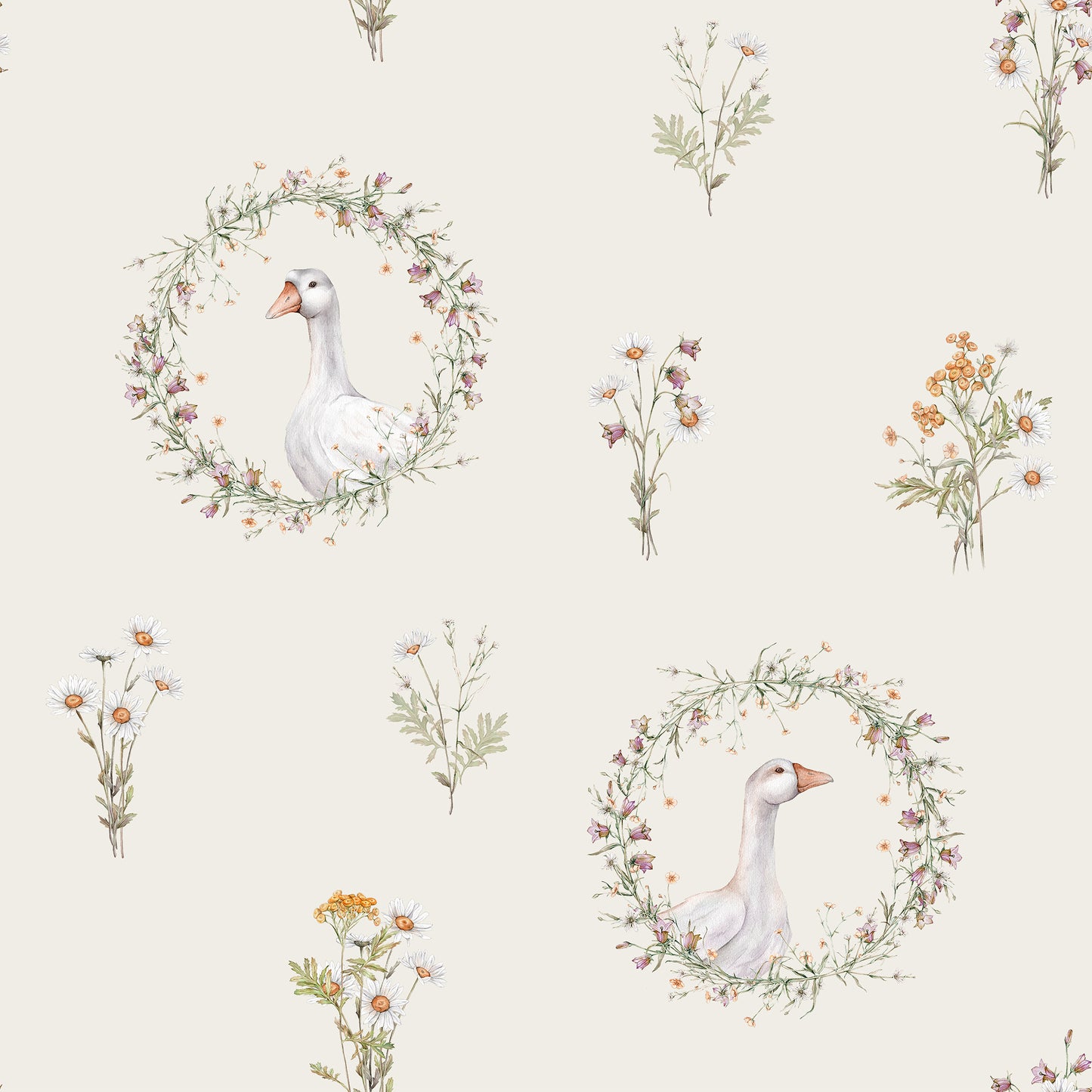 Goosey Goosey Ivory Wallpaper