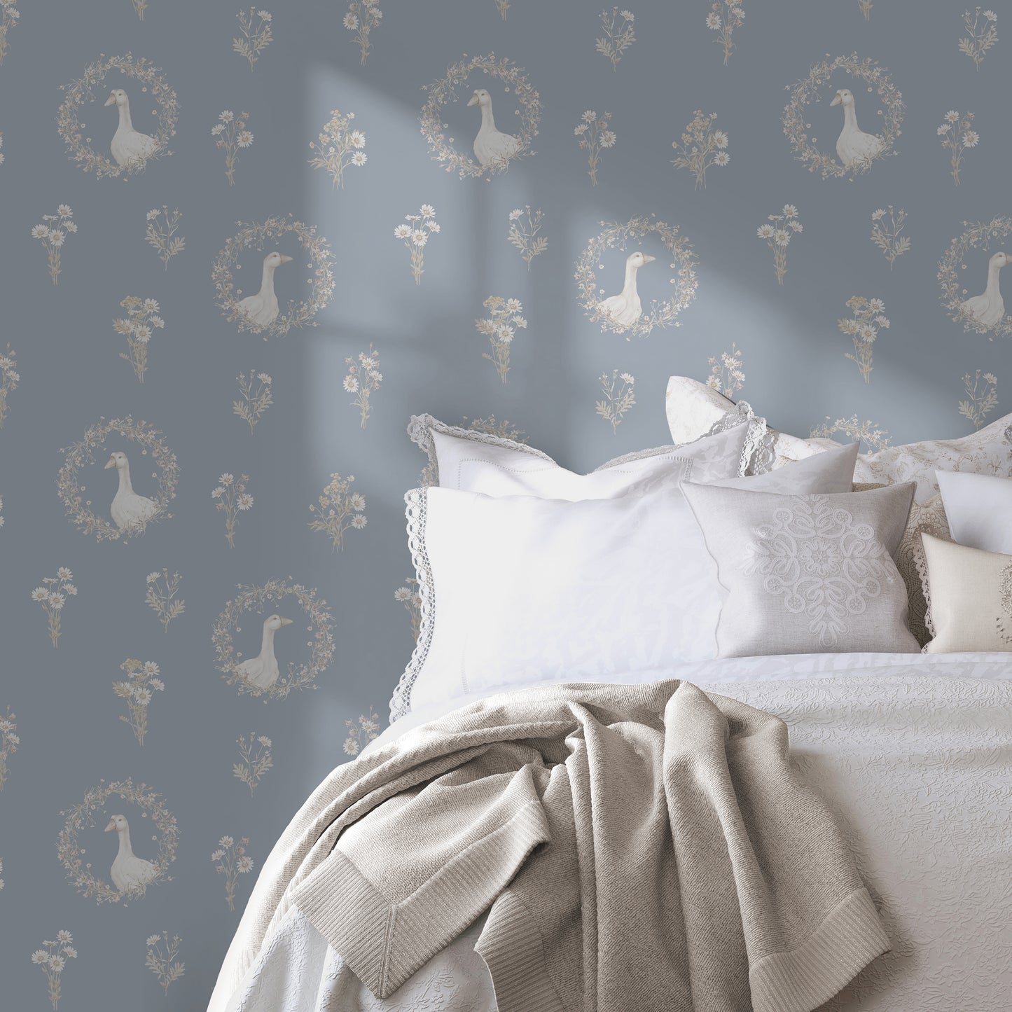 Goosey Goosey Muted Blue Wallpaper