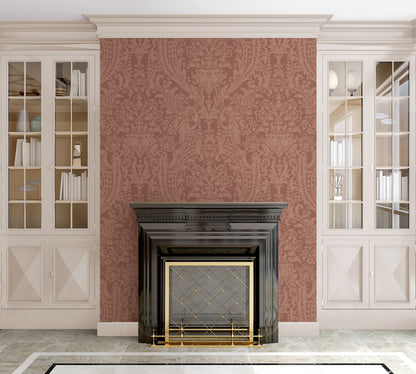 Grand Damask Burnt Orange Wallpaper