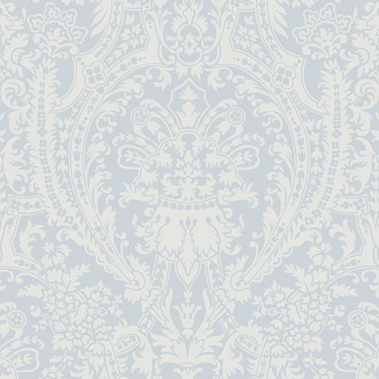 Grand Damask Faded Denim Wallpaper