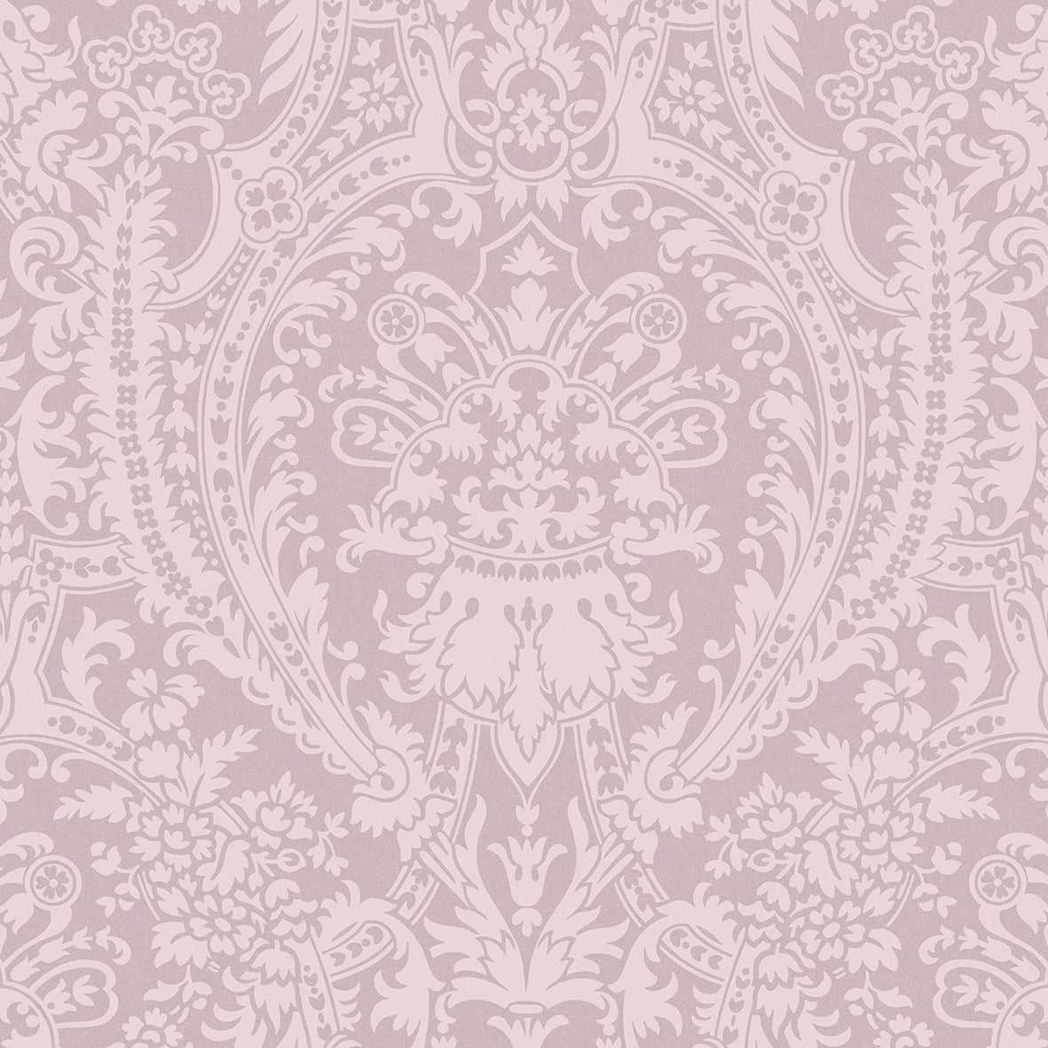 Grand Damask Shell over Dusky Pink Wallpaper