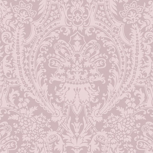 Grand Damask Shell over Dusky Pink Wallpaper