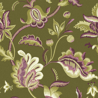 Jacobean Mulberry & Lime Wallpaper