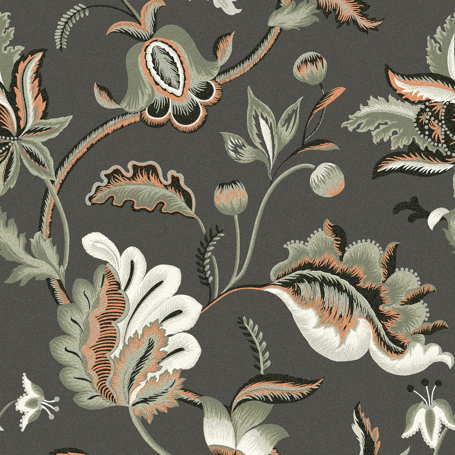 Jacobean Terracotta & Moss Wallpaper