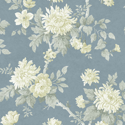 Kiku Muted Blue Wallpaper