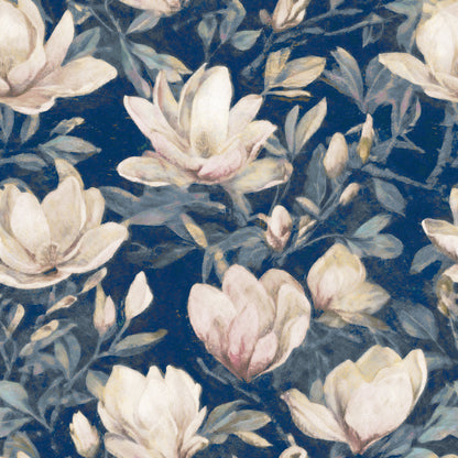 Magnolia Navy Wallpaper