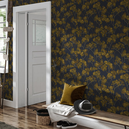 Meadowsweet Burnt Ochre Wallpaper