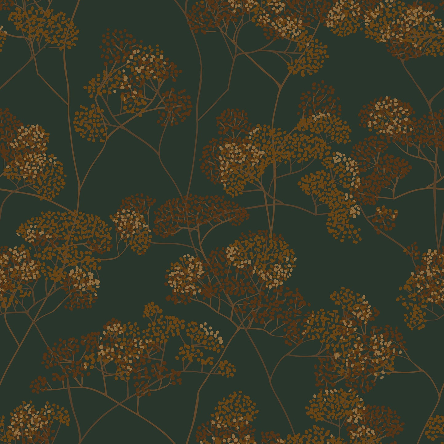 Meadowsweet Rust on Teal Wallpaper