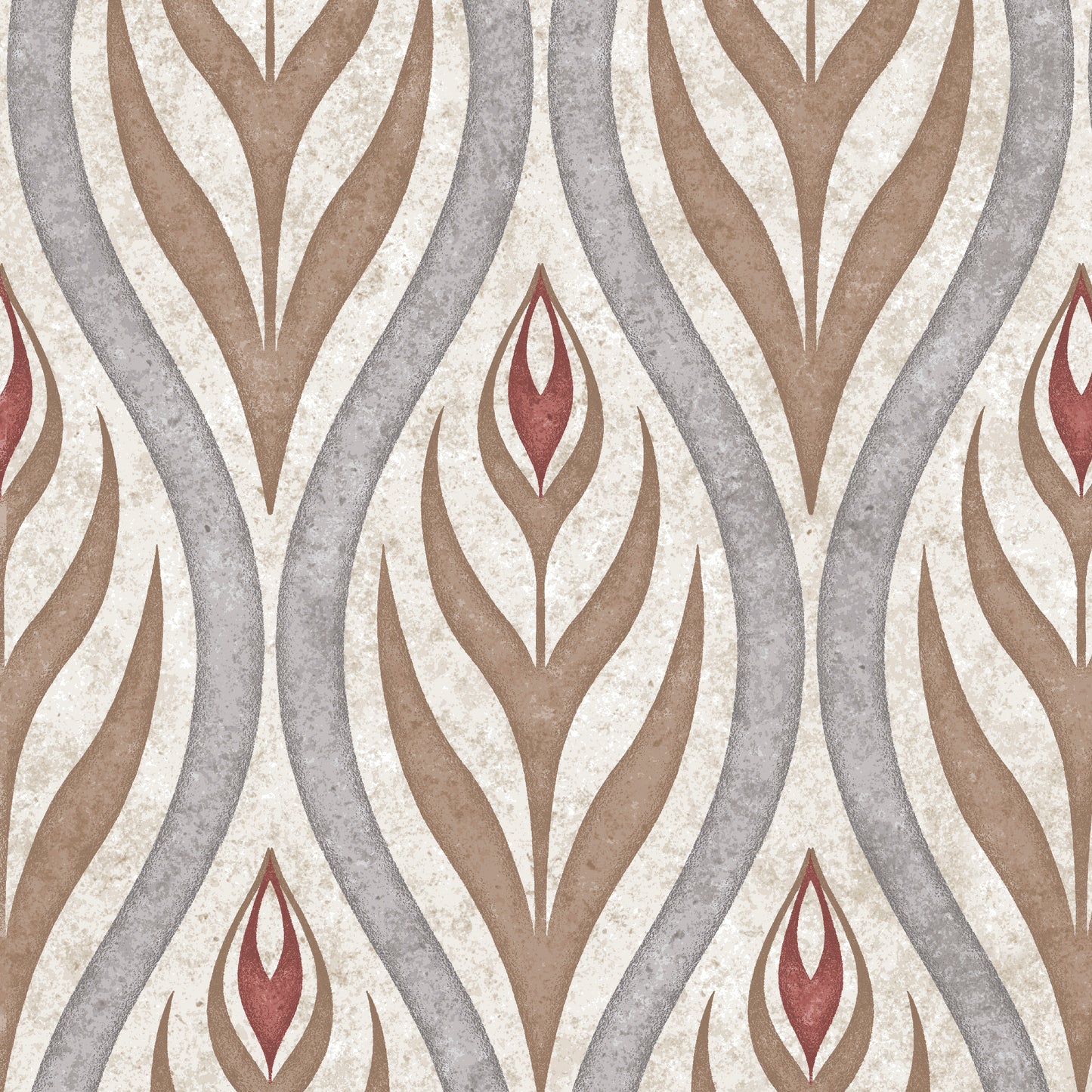 Ottoman Walnut & Pewter Wallpaper