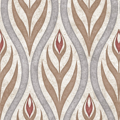 Ottoman Walnut & Pewter Wallpaper