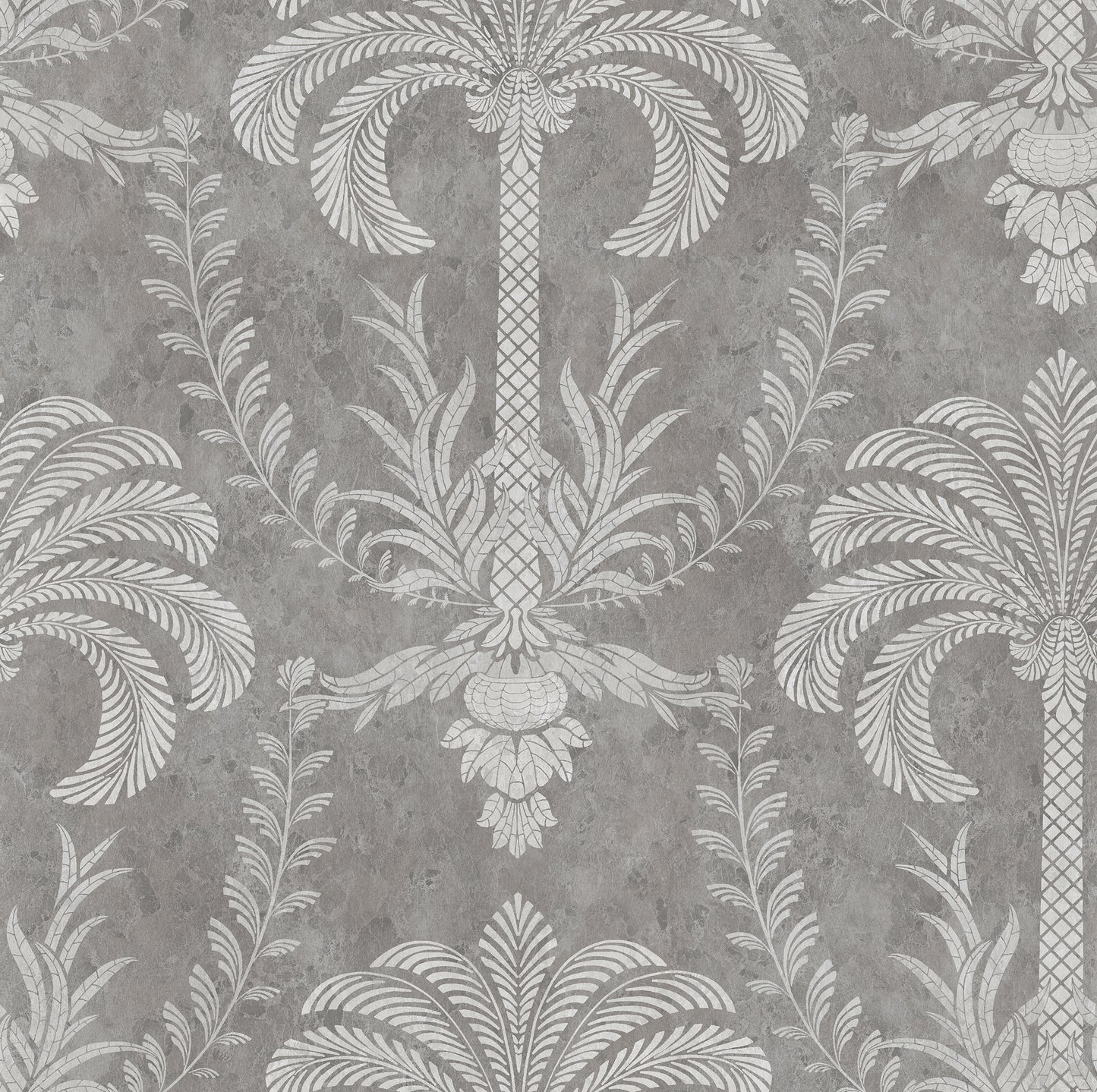 Papier peint en granit argenté Palm Damask 