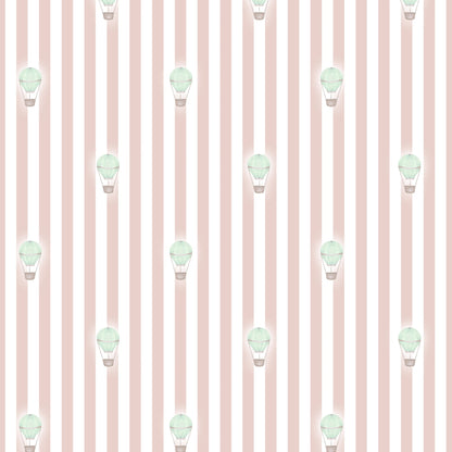 Ralphy Stripe Dusty Pink and Sage Green wallpaper design