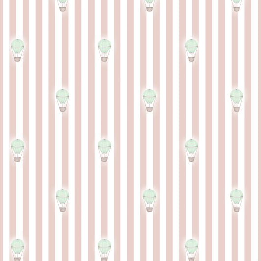 Ralphy Stripe Dusty Pink and Sage Green wallpaper design