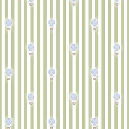 Ralphy Stripe Sage Green and Blue wallpaper design