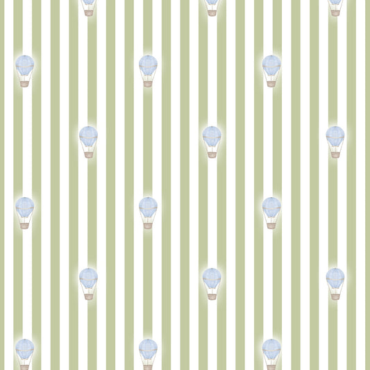Ralphy Stripe Sage Green and Blue wallpaper design