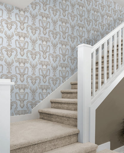 Surf & Turf Pale Blue Wallpaper