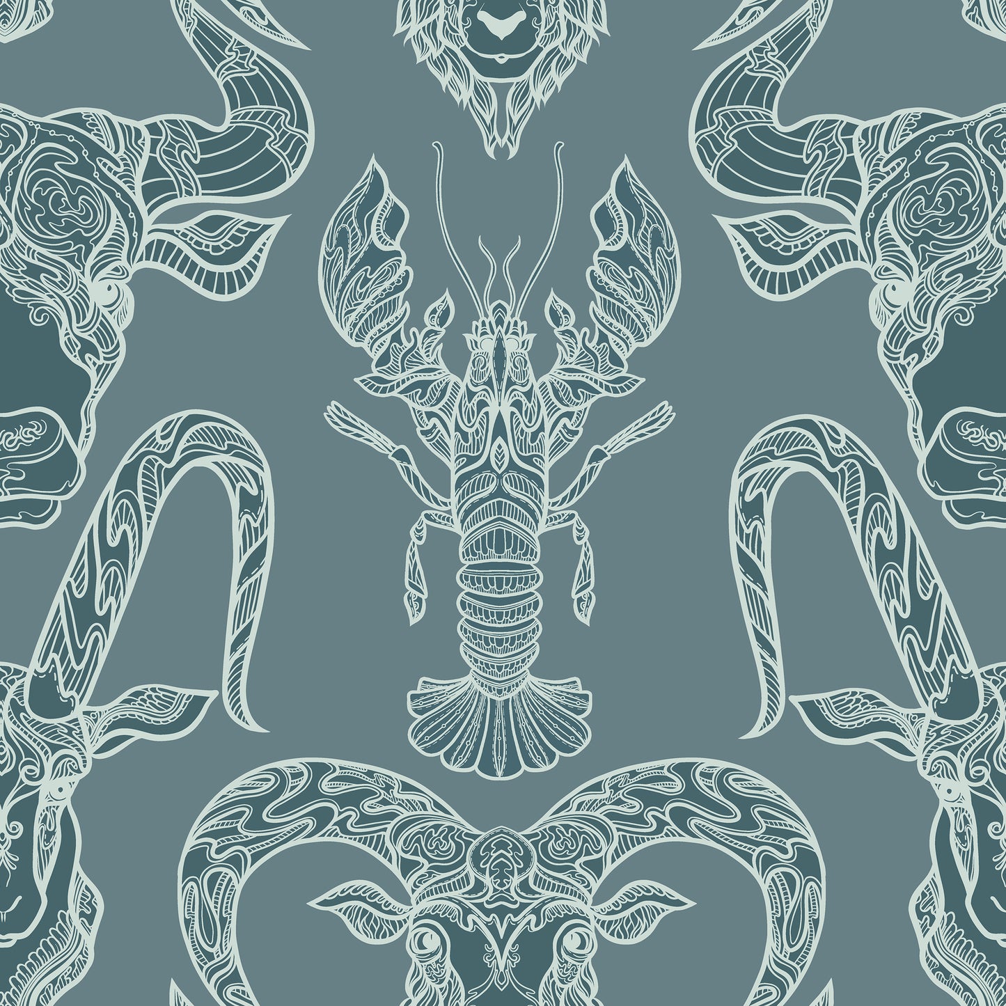 Surf & Turf Teal Wallpaper