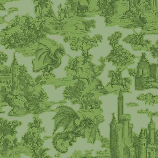 Toile Slayer Green wallpaper design