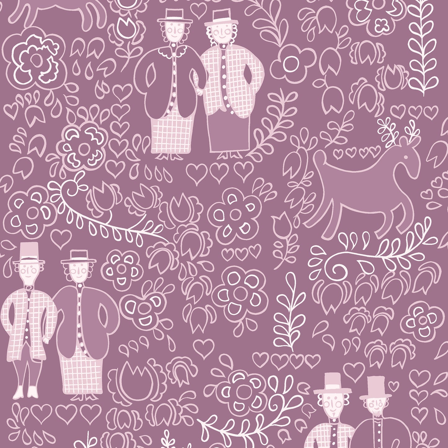 Twosomes Damson Wallpaper