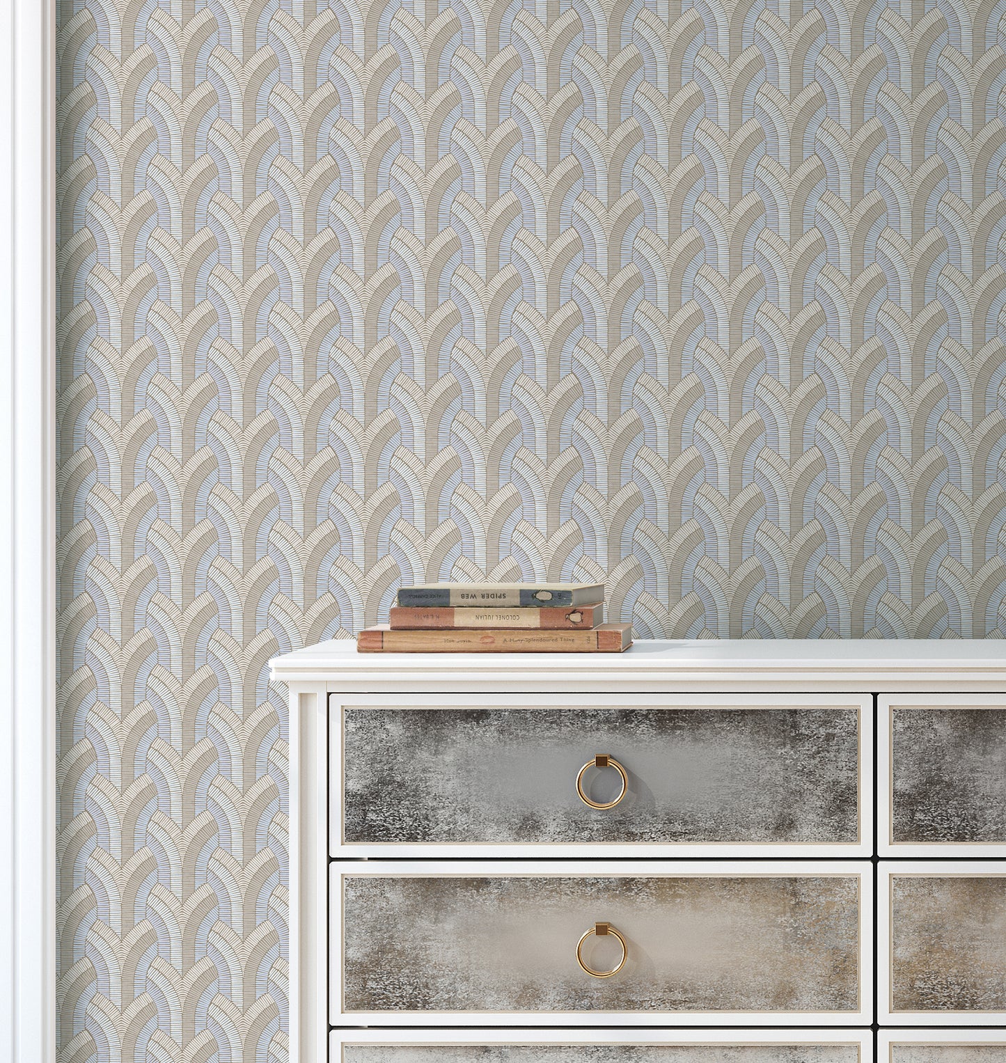 Vaulted Blues & Beige Wallpaper