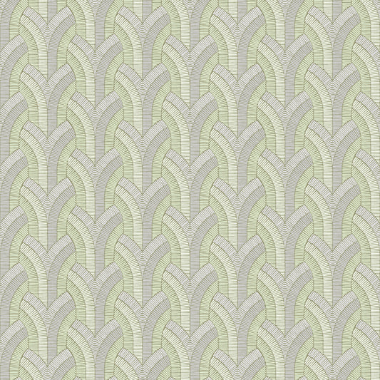 Vaulted Soft Green & Stone Wallpaper