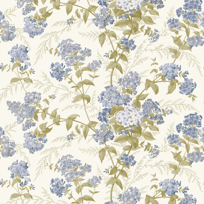 Vintage Floral Cornflower Blue Wallpaper