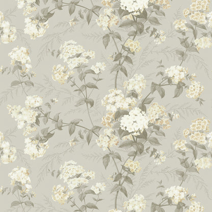 Vintage Floral Faded Yellows on Moss Wallpaper