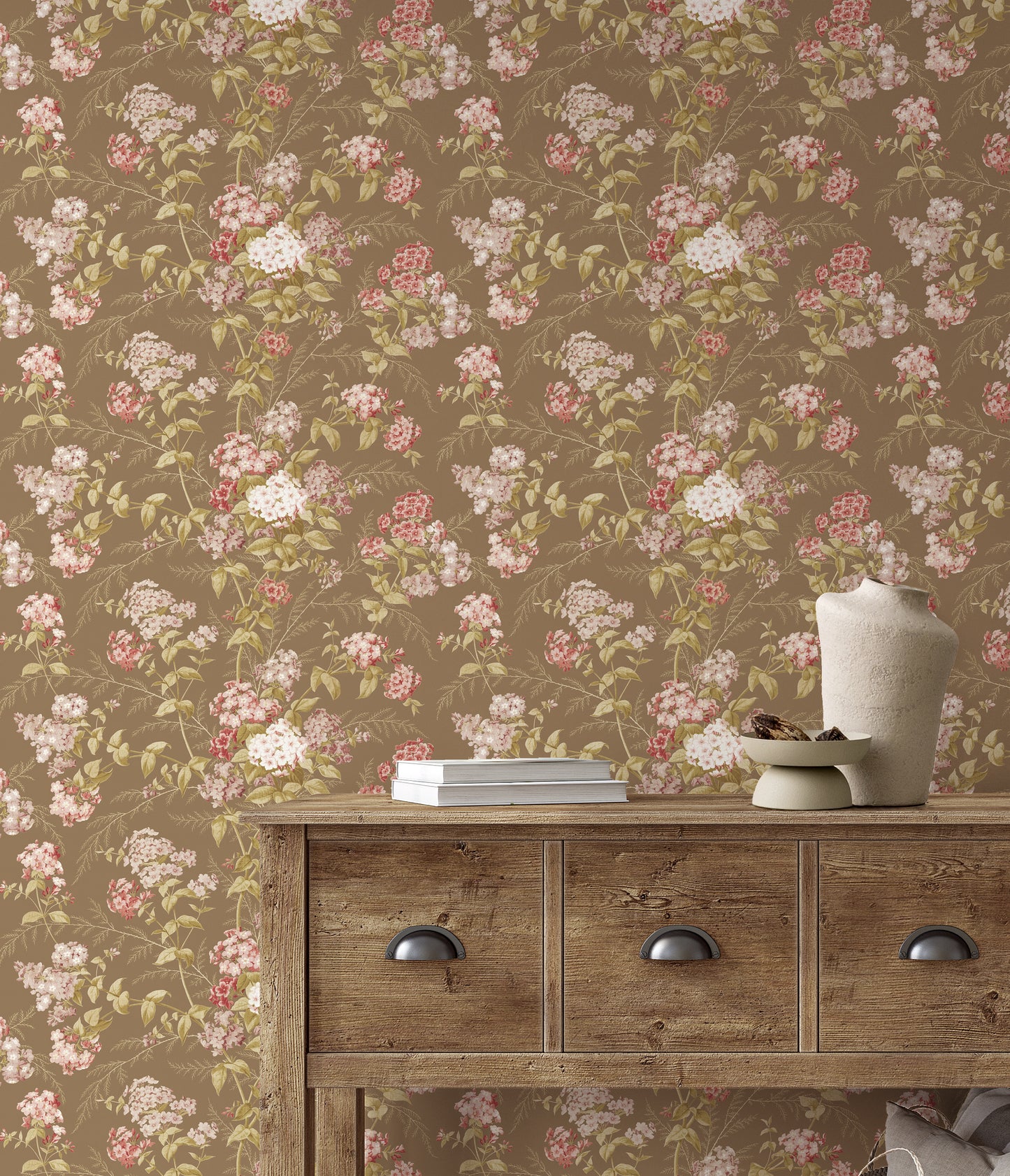 Vintage Floral Peat Wallpaper