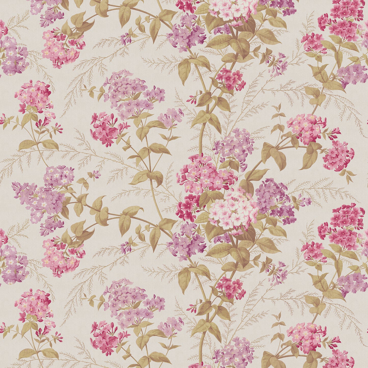 Vintage Floral Pinks on Dove Wallpaper