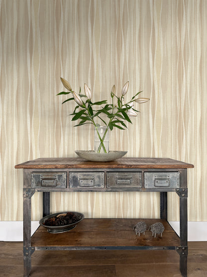 Weavy Stripe Barley Straw Wallpaper