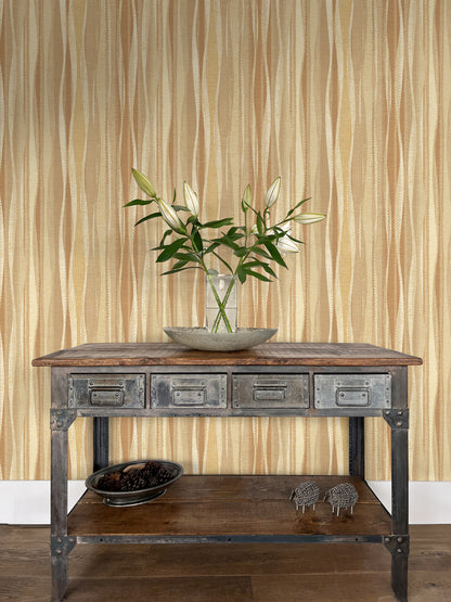 Weavy Stripe Raw Sienna Wallpaper