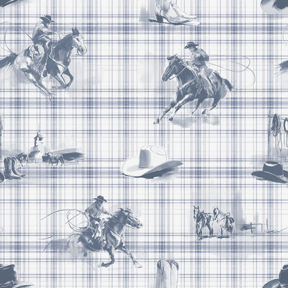 Wild Wrangler Bandit Blue wallpaper design